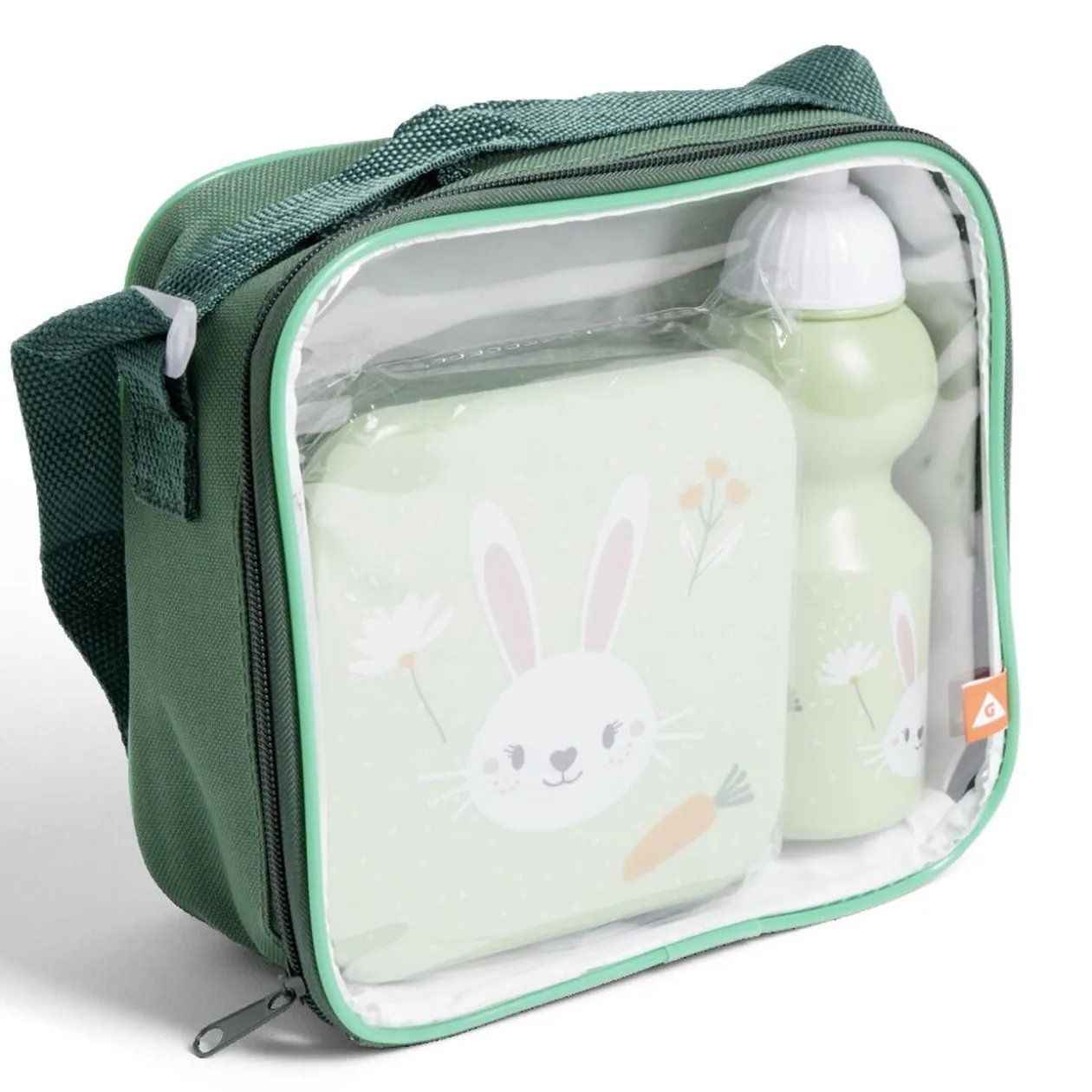 Lunchbox enfant 720ml avec gourde 350ml et sac de transport lapin vert