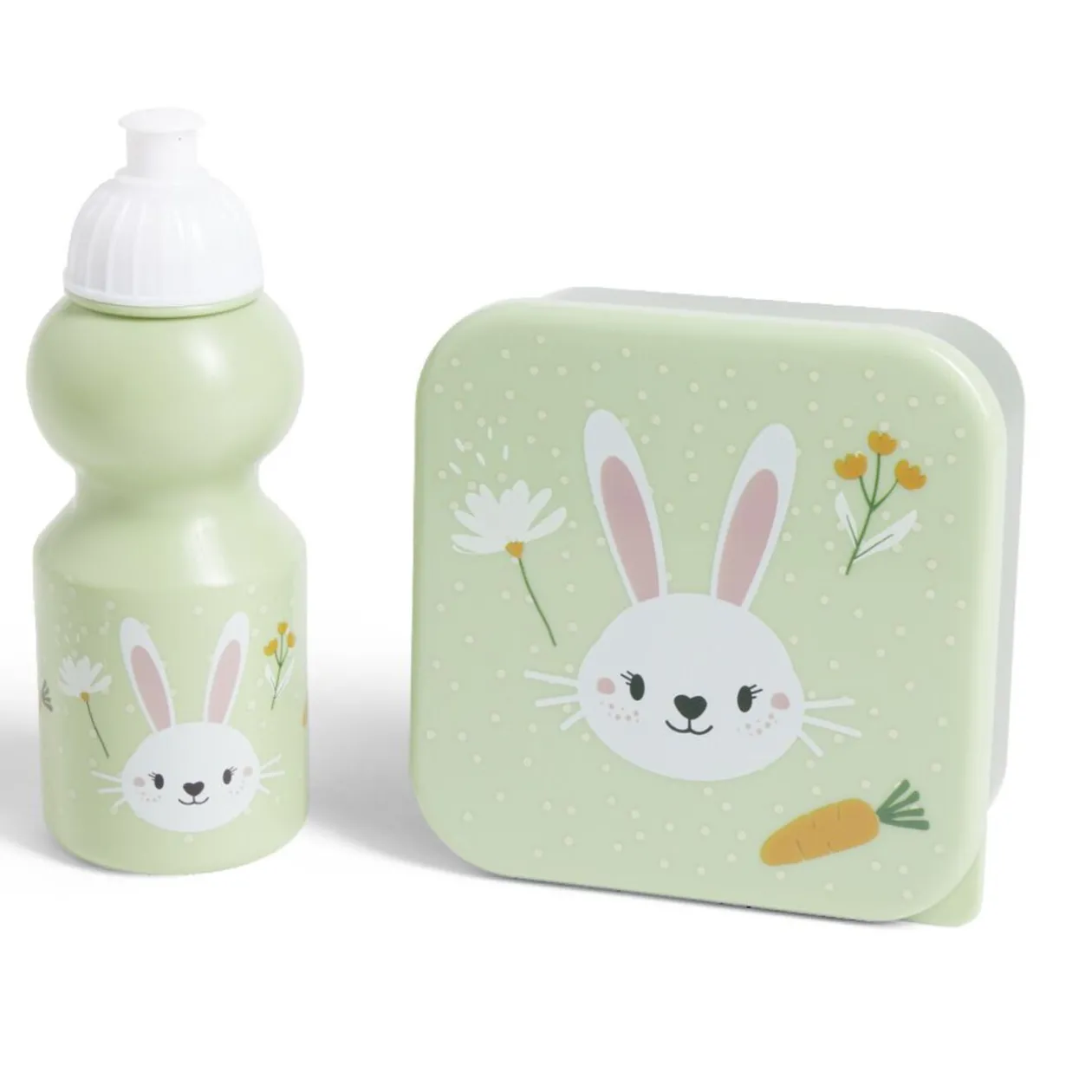 Lunchbox enfant 720ml avec gourde 350ml et sac de transport lapin vert