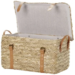 Malle en jute naturelle avec sangles 43x24xH22 cm - TISSIA