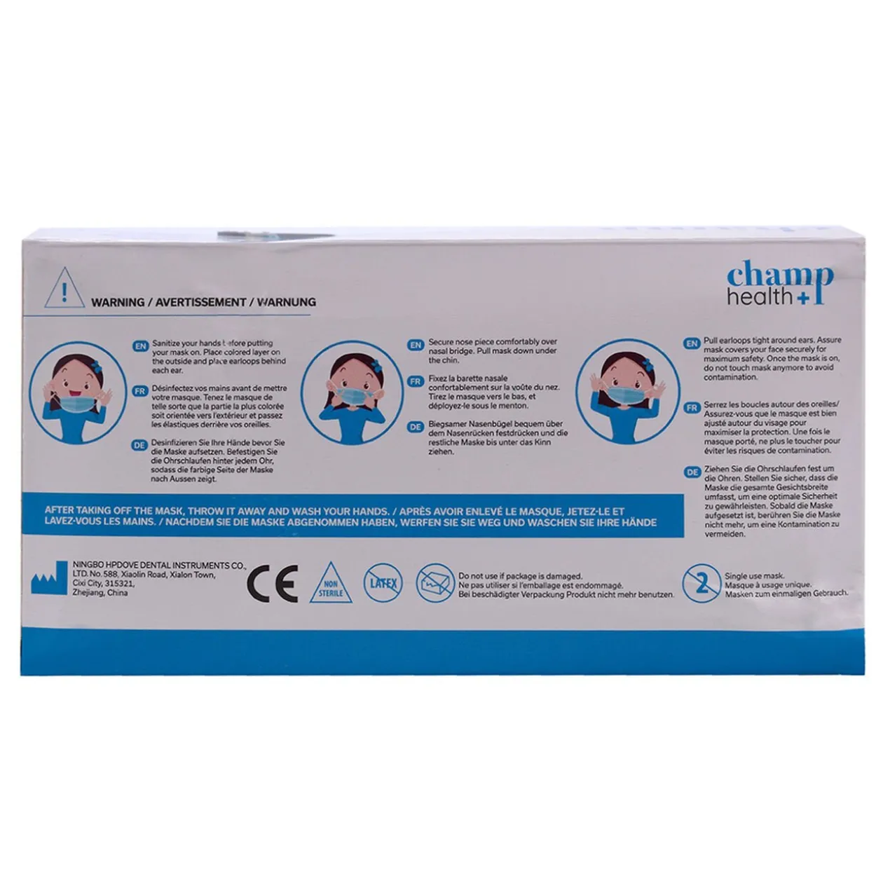 Masque chirurgical enfant jetable bleu et blanc x50