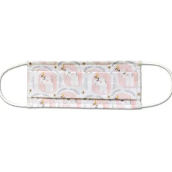 Masque lavable enfant AFNOR UNS1 motif licorne en tissu blanc et rose