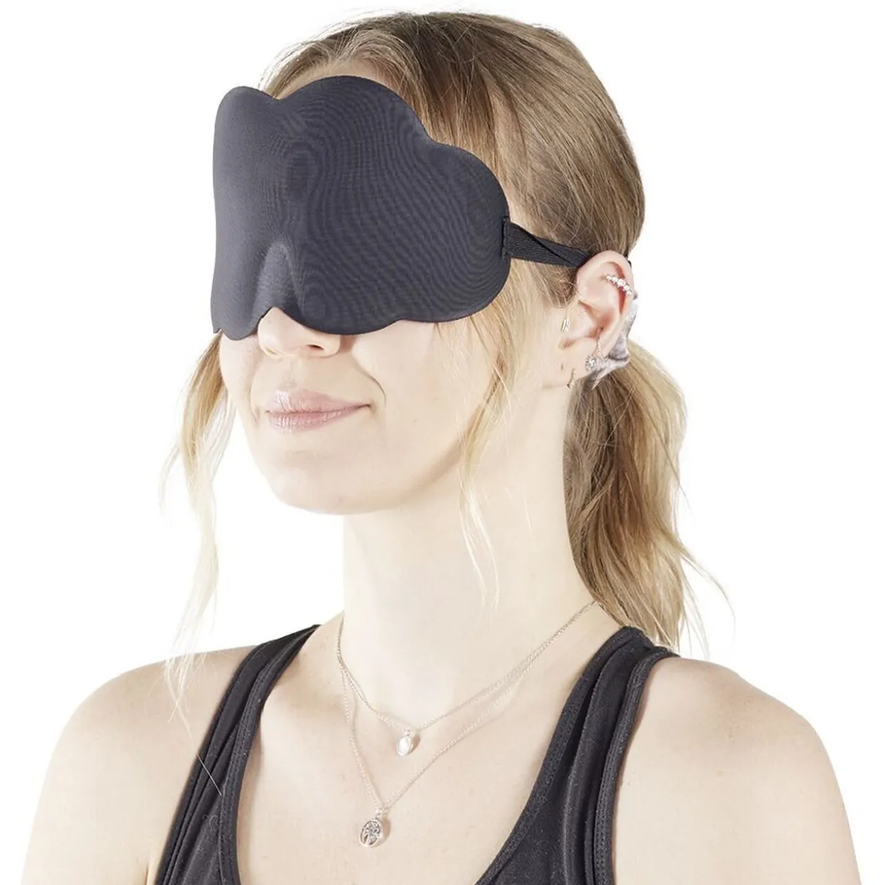 Masque yeux forme nuage polyester noir