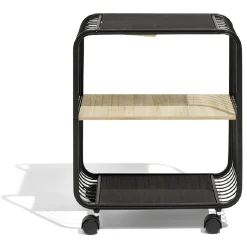 Meuble de rangement à roulettes 1 étagère métal et bois 28x43,5xH52cm