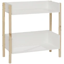 Meuble de rangement en bois 2 niveaux naturel et blanc