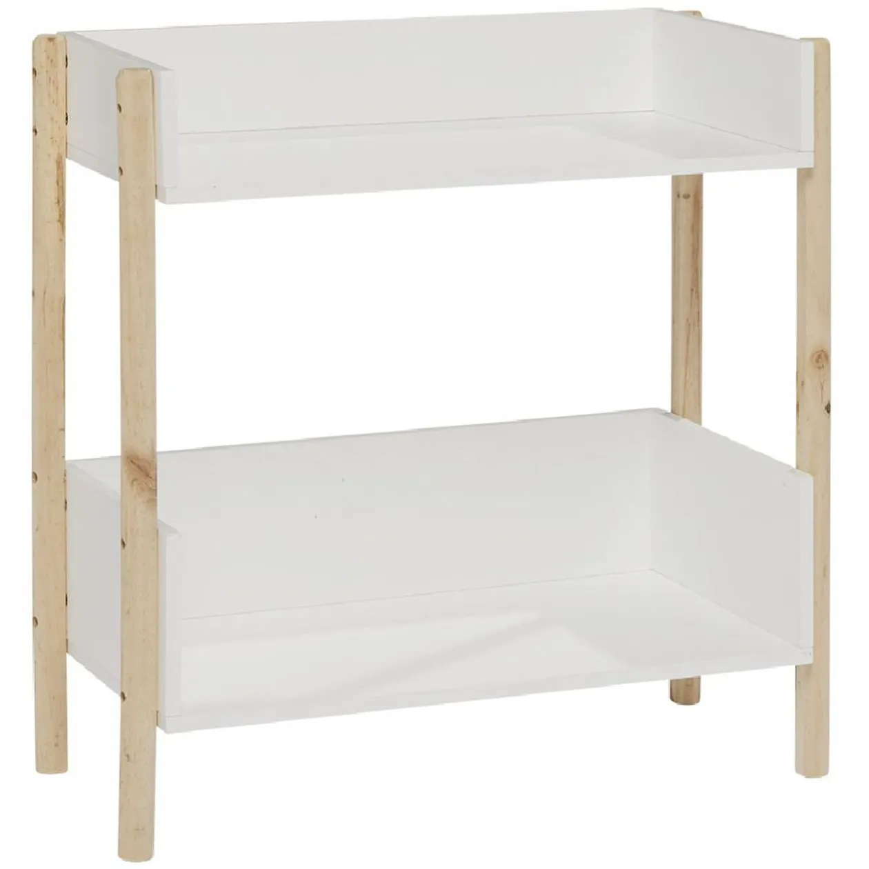 Meuble de rangement en bois 2 niveaux naturel et blanc