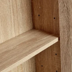 Meuble de rangement mural en bois salle de bain avec miroir