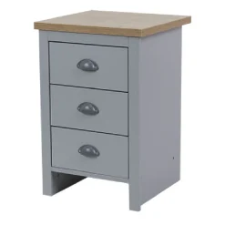 Meuble de rangement Nantes 3 tiroirs en bois gris et naturel