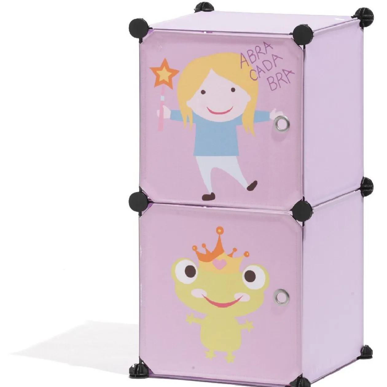 Meuble de rangement rose motif grenouille pour enfant