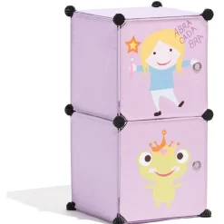 Meuble de rangement rose motif grenouille pour enfant