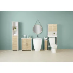 Meuble dérouleur WC mdf blanc naturel