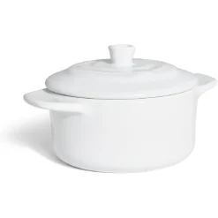 Mini cocotte individuelle en céramique avec couvercle - gris ou blanc