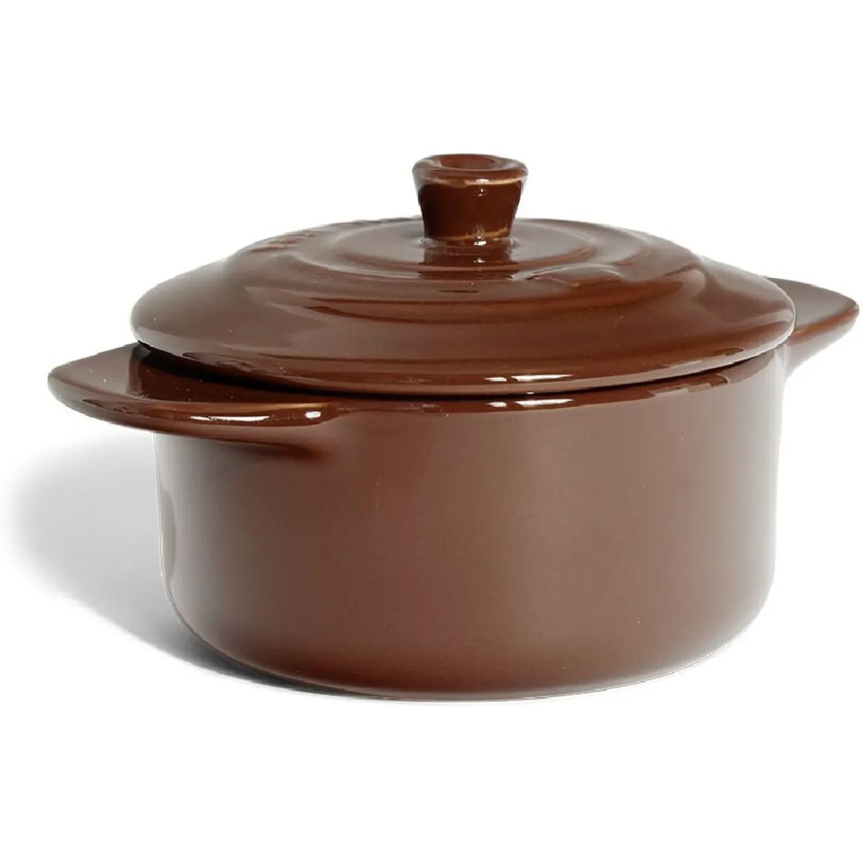 Mini cocotte individuelle en céramique avec couvercle - marron clair ou foncé