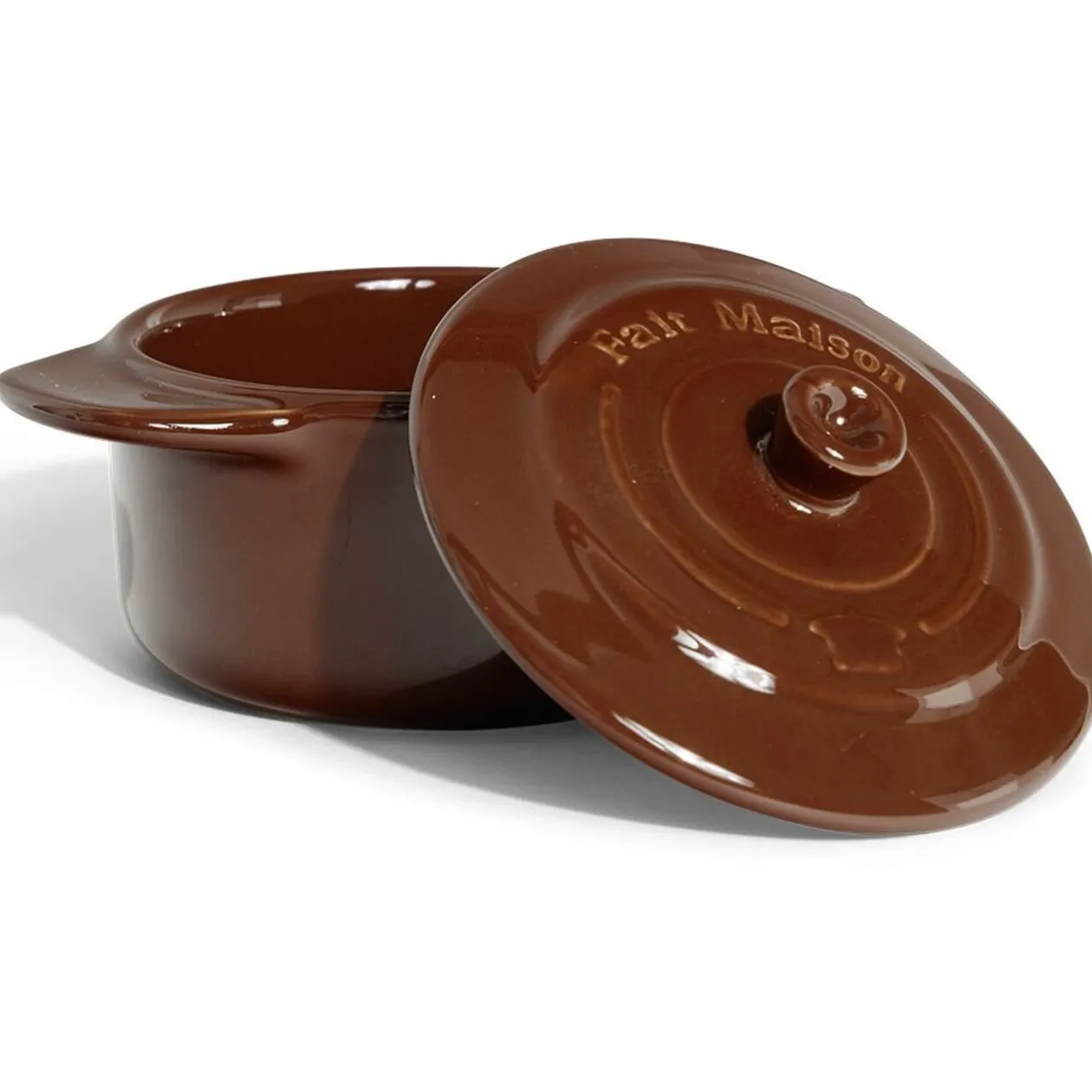 Mini cocotte individuelle en céramique avec couvercle - marron clair ou foncé