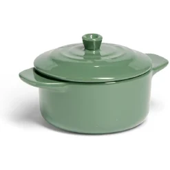 Mini cocotte individuelle en céramique avec couvercle - rouge ou vert