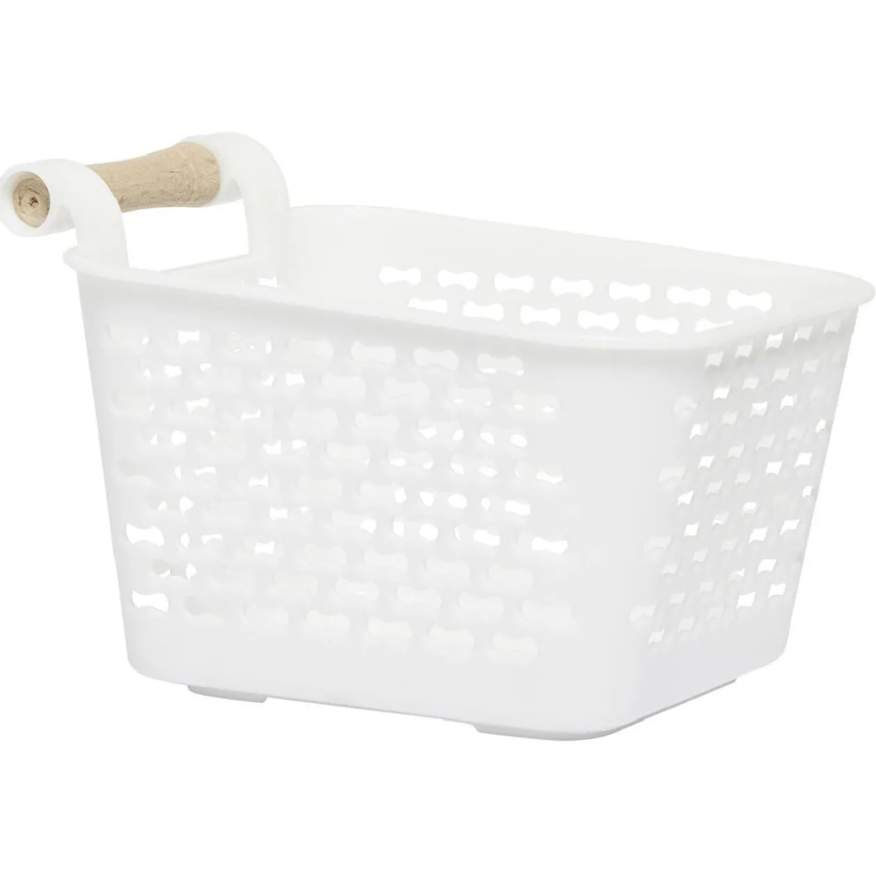 Mini panière en plastique avec poignée bois