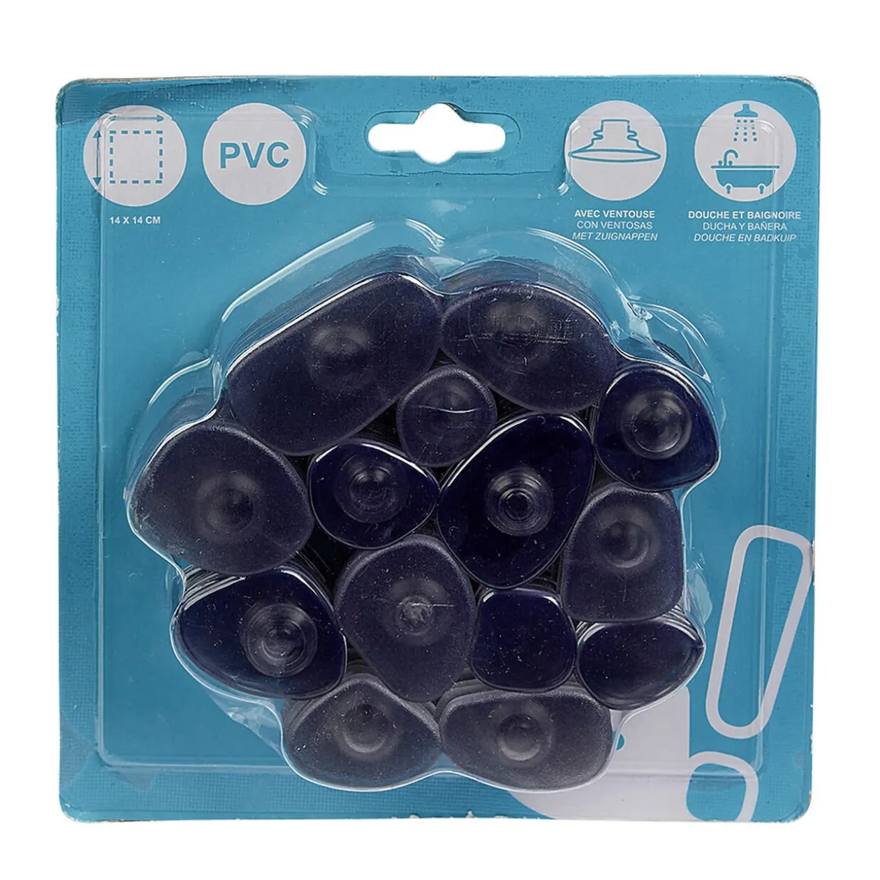 Mini tapis de douche antidérapant forme galet gris x6