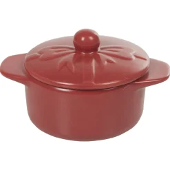 Minis cocottes rouges mat avec couvercle x2