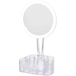 Miroir à LED avec rangement transparent