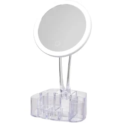 Miroir à LED avec rangement transparent