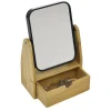 Miroir avec tiroir en bambou