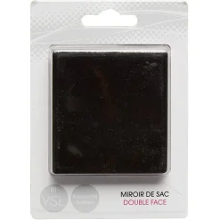 Miroir de sac double face carré noir
