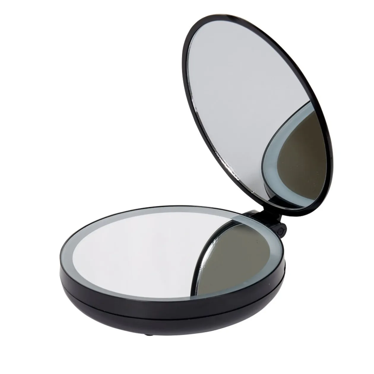 Miroir double rétractablesur pied rond noir LED