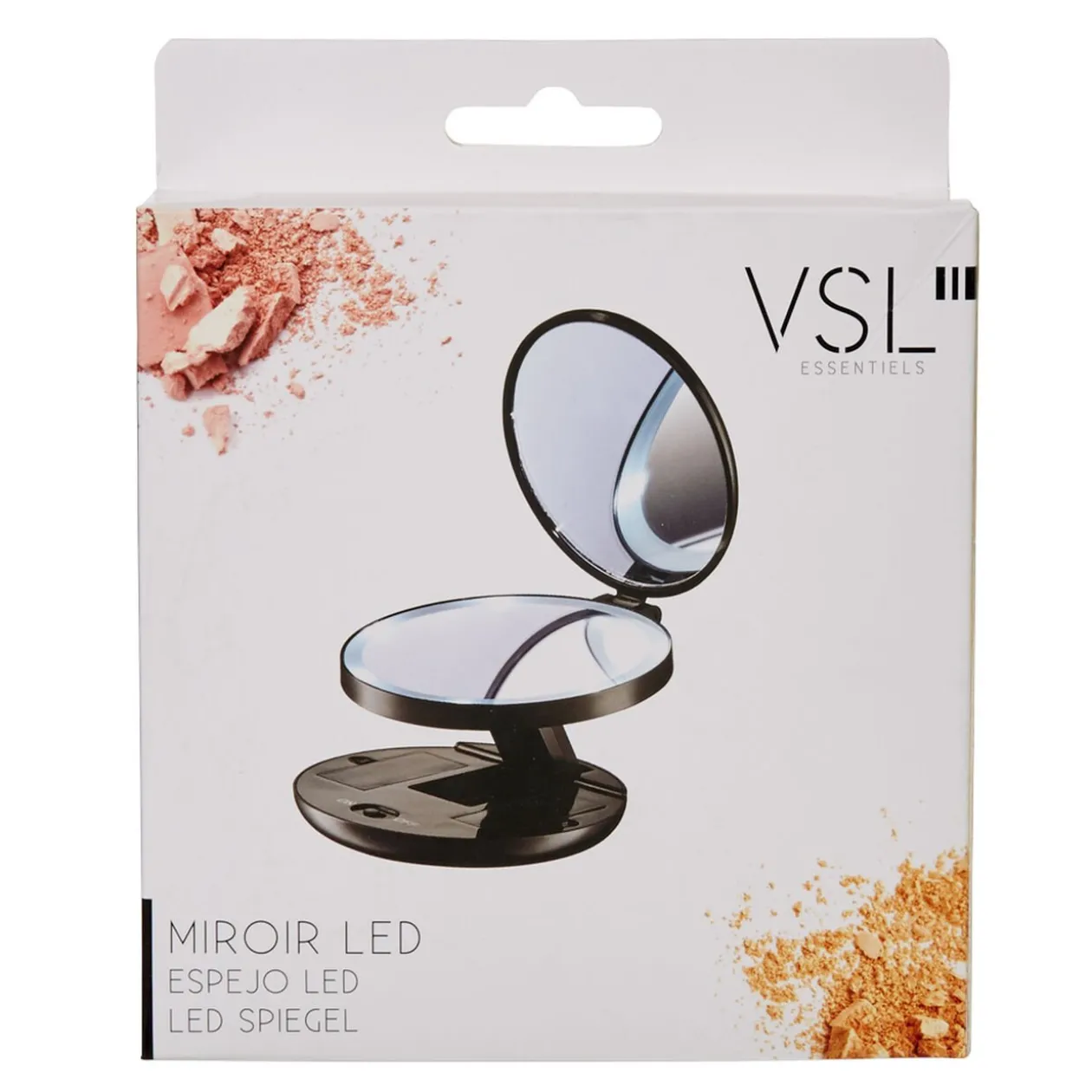 Miroir double rétractablesur pied rond noir LED