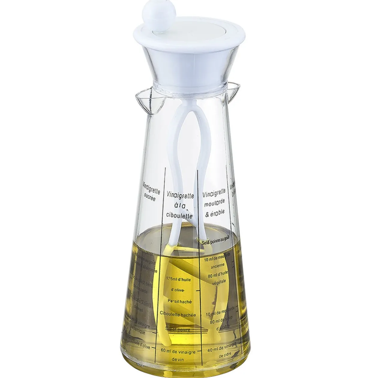 Mélangeur à vinaigrette blanc transparent