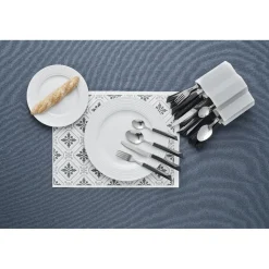 Ménagère 24 pièces et support de rangement blanc