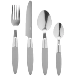 Ménagère 24 pièces gris et son panier