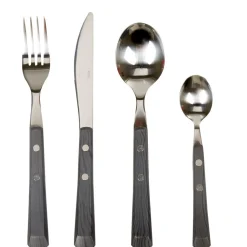 Ménagère 16 pièces manche effet bois gris foncé