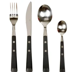 Ménagère 16 pièces manche effet bois noir