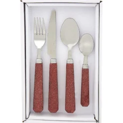 Ménagère 24 pièces paillettes rouge