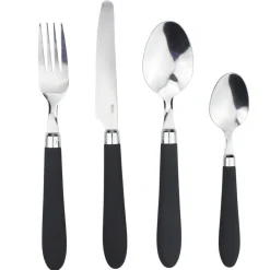 Ménagère inox manche noir 24 pièces