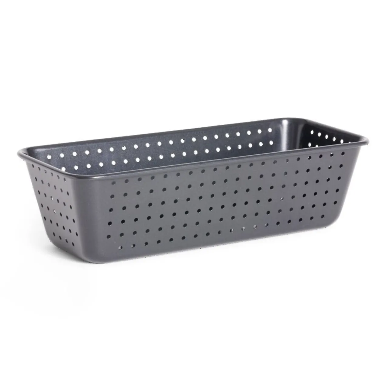 Moule à cake perforé acier noir 25x7xH2,5cm