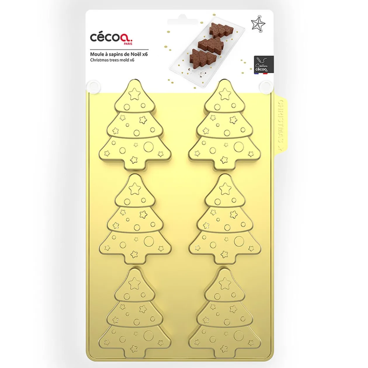 Moule à gâteau forme sapin de Noël x 6 en silicone