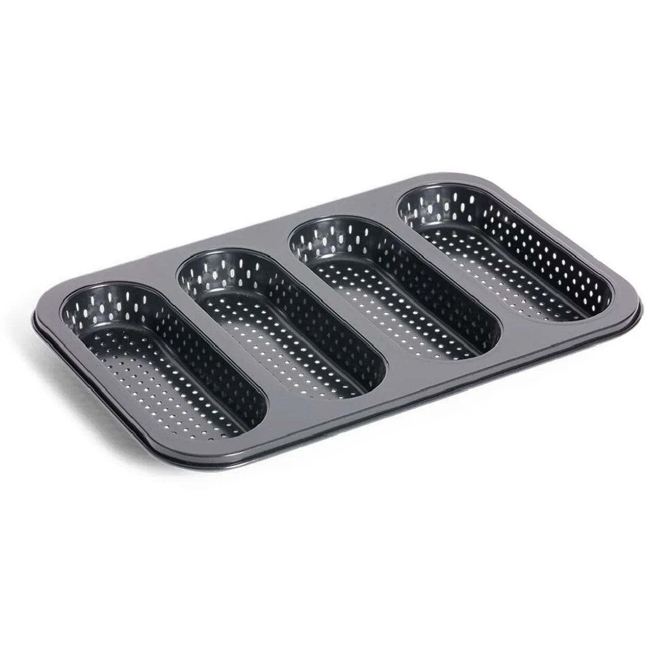 Moule à mini baguette perforé acier noir 33,6x22xH3cm