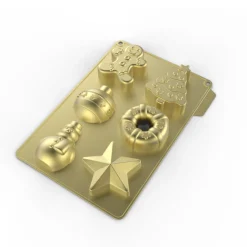 Moule gâteaux de Noël silicone doré x6