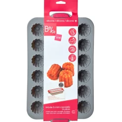 Moule silicone gris 24 cannelés structure métal