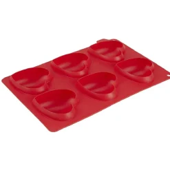 Moule silicone rouge 6 minis coeurs 3D