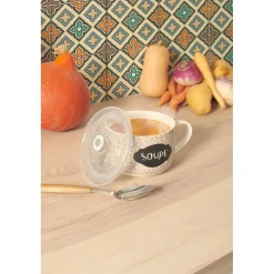 Mug à soupe et son couvercle