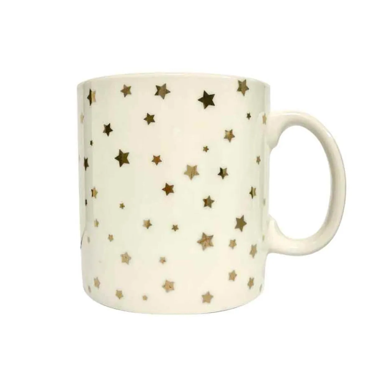 Mug blanc motifs étoiles dorées