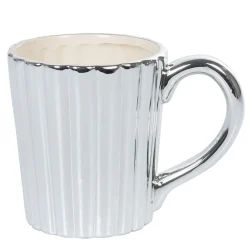 Mug cupcake gris argenté avec couvercle blanc