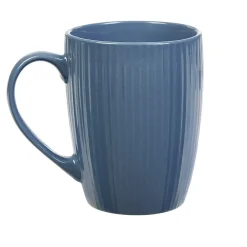 Mug en porcelaine 35 cl bleu avec rainures verticales en relief