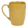 Mug en porcelaine 35 cl jaune moutarde rainures verticales en relief