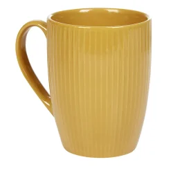 Mug en porcelaine 35 cl jaune moutarde rainures verticales en relief