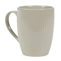 Mug en porcelaine 35 cl uni lin avec rainures verticales en relief