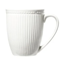 Mug en porcelaine Colombe blanc strié 330ml H10,5cm