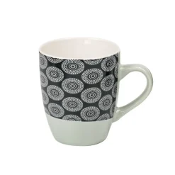 Mug en porcelaine motif rosace noir blanc 33 cl