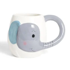 Mug éléphant dolomite blanc et gris Ø10xH10cm